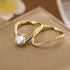 Elegant Style Zircon inlay Ring - Copper Material - Women's Elegant Ring for Business Casual Wear