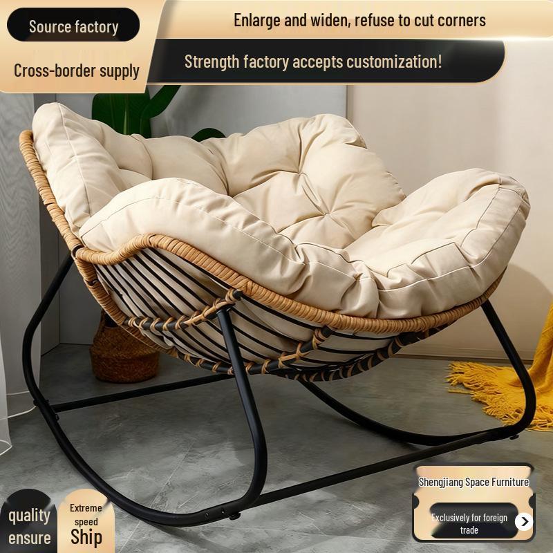 Rattan Bird's Nest Rocking Chair: Lazy Double Seater for Balcony & Leisure