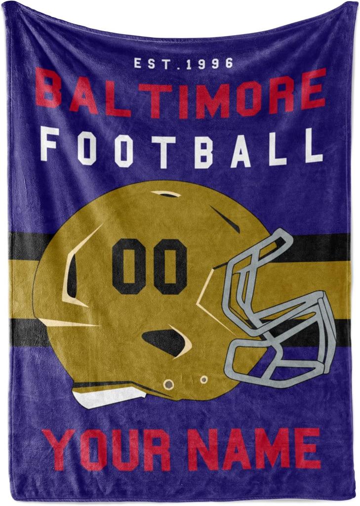 Throw Blanket For Football Fans Ships Next Day Made In Usa -Custom Fleece Name Ideal Youth Footb Custom Blankets