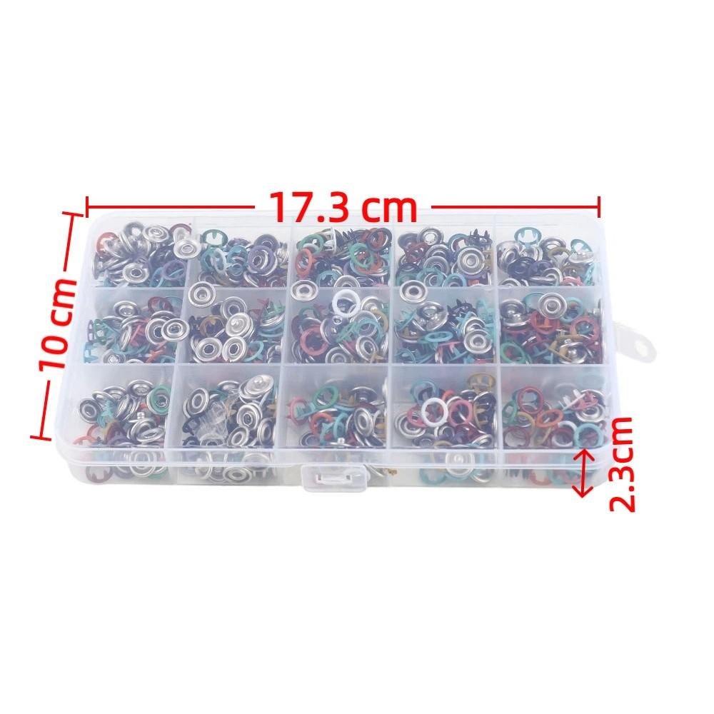 200 Sets / 800 PCS 9.5mm Metal Snap Button Set Multi-Color Mix Hollow Snap Buttons Prong Snap Button Set With Storage Case