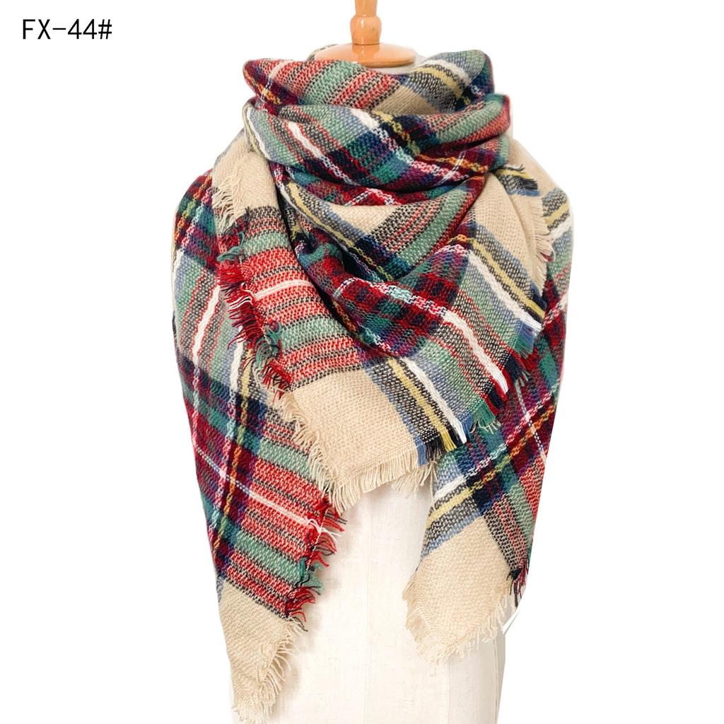Factory Direct Sales Foreign Trade Autumn/winter New Neck Scarf, Imitation Cashmere Acrylic Black Beige Plaid Square Scarf, Women's Shawl