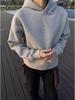 Men's Light Gray Heavyweight Hoodie - Casual Loose Fit, Trendy American Style, Autumn/Winter.