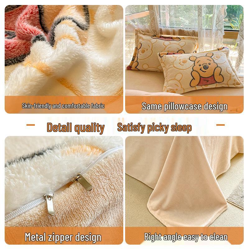 Cozy Winter Flannel Bedding Set: Warm Velvet Duvet Cover, Bed Sheet, and Pillowcases for Dorms