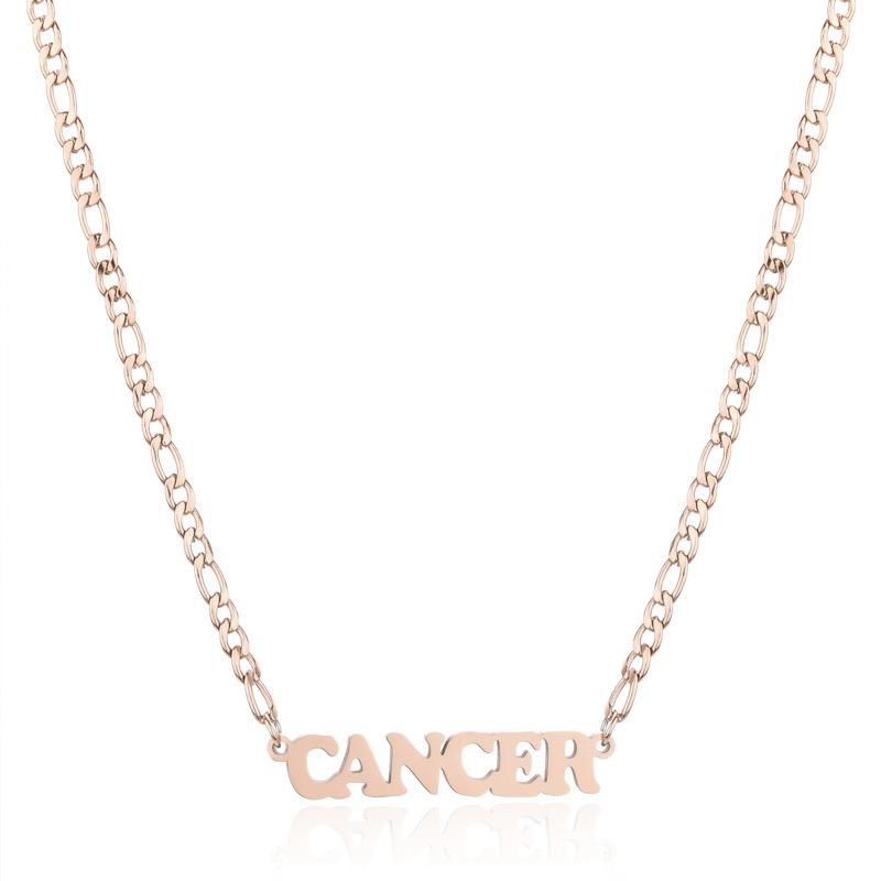 Gold/Silver/Rose Gold Color Twelve Constellations Stainless Steel NK Chain Pendant Necklace Female Jewelry 18+2in
