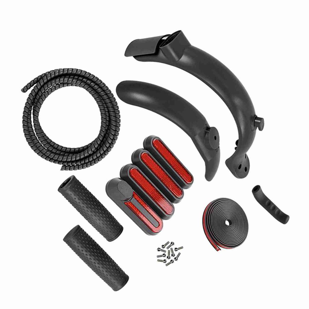 Elektroroller Schutzblech-Set vorne hinten mit Seitenabdeckungen Handbremsabdeckung Antikollisionsstreifen für M365 Pro Electric