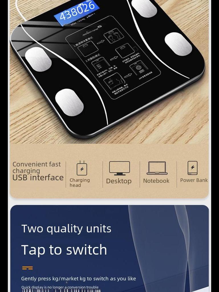 Bluetooth Body Fat Scale - Accurate Household Electronic Weight Scale for Adults