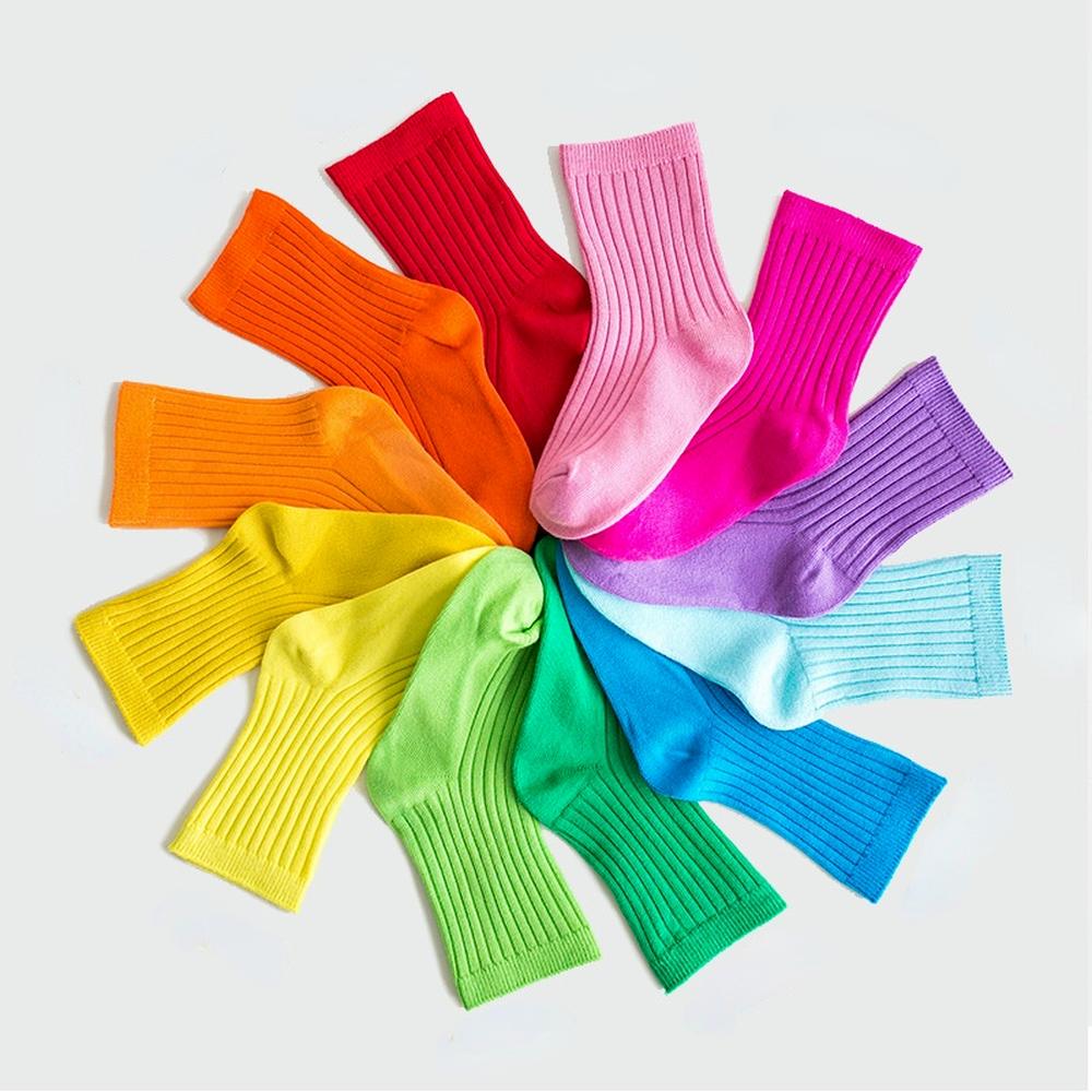 1-12 Y Baby Kid Socks Girl Children Boy Candy Color Toddler Sock Soft Double Needle Cotton Tube Socks Cute Solid Color Socks