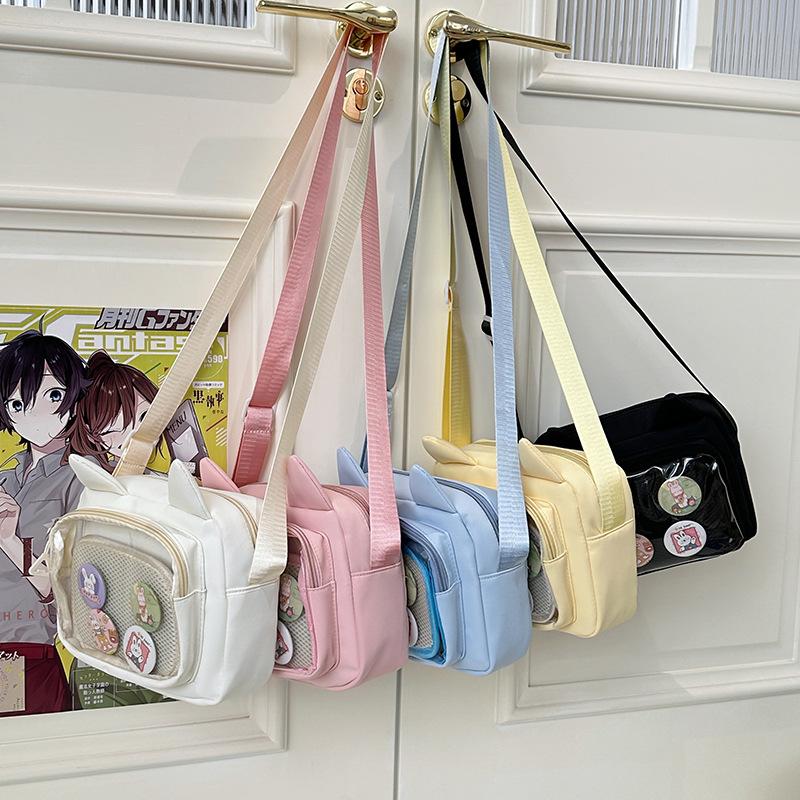 Girls Two-dimensional Yuan Large-capacity High-value Transparent Pain Bag Versatile Soft Girl Portable Messenger Bag College Style Messenger Bag