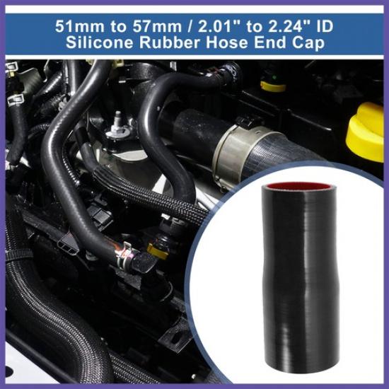 51mm to 57mm ID Straight Coupler Silicone Hose 4 Layers of Cloth Black Red 1Pc
