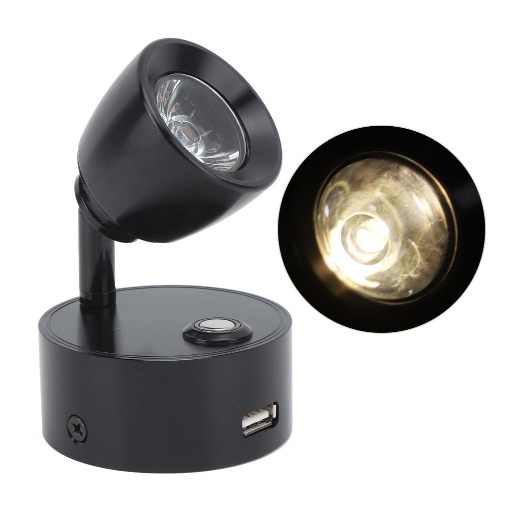 Wohnmobil Leselampe LED Innen Nachttischlampe Boot Yacht USB Wiederaufladbar Einstellbar Touch Lampe T DC12 bis 24V Schwarz