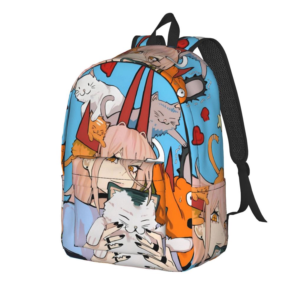 Power playful anime Backpack Chainsaws Mans Boy Girl Polyester University Backpacks Breathable Kawaii High School Bags Rucksack