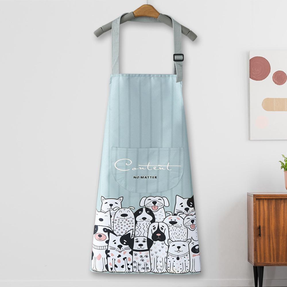 Cute Cartoon Prints Kitchen Apron Waterproof Wear-resistant Work Apron Household Oil-proof Antifouling Barista Apron