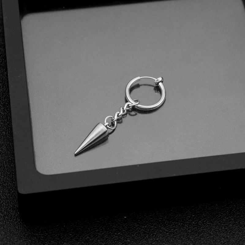 

Новые серьги из нержавеющей стали с цепочкой, кисточкой, острым конусом, заклепкой, подвеской, ушным кольцом для женщин и мужчин, для влюбленных, для вечеринок, в стиле панк, подарочный унисекс
