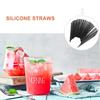 Garneck Disposable Straws, Black, 200 Straws, 21cm Long, Flexible Plastic, for Home and Commercial Use
