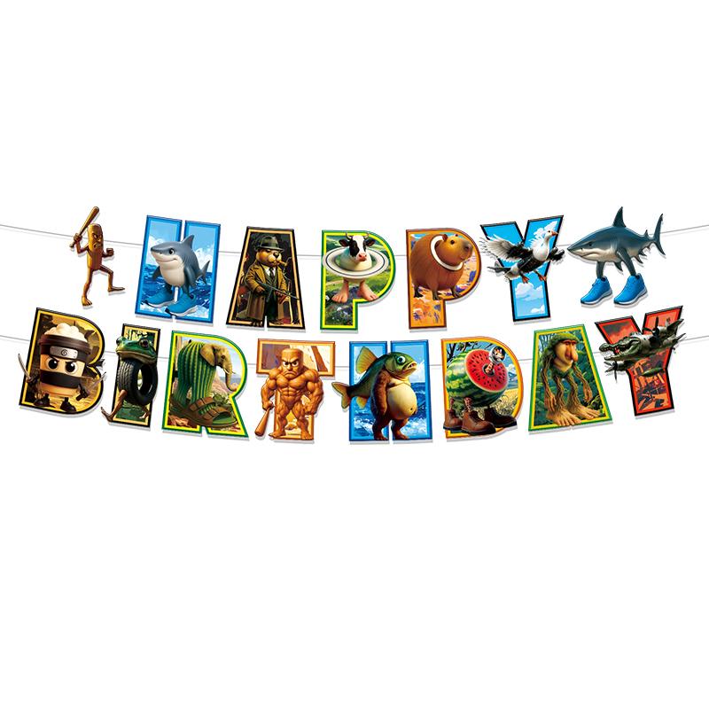 Italian Brainrot Birthday Party Decoration Tung Tung Sahur Tralalelo Tralala Tableware Balloon Cup Plate For Party Favor Supplie