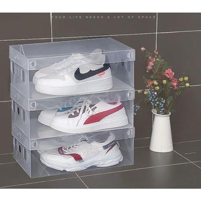 Stapelbare, faltbare Aufbewahrungsbox, multifunktionale, faltbare transparente Schuhbox aus Kunststoff für den Haushalt, Schuh- und Stiefelbox