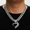TEMU Hot Selling Love Alloy Pendant Hip Hop Personalized Design Cuban Chain Trendy Men's Necklace