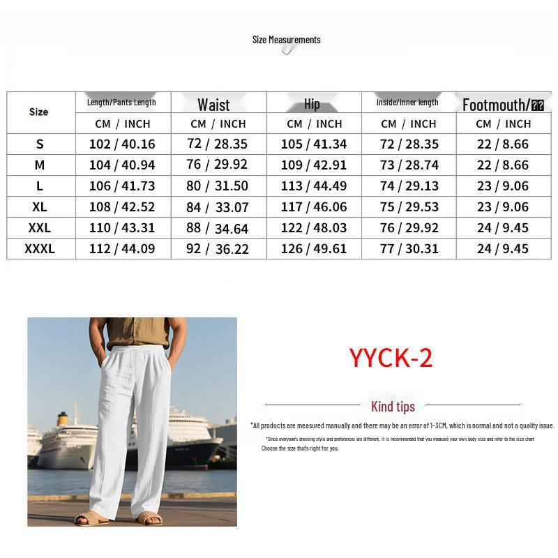 Men's Autumn Cotton Linen Breathable Straight Leg Trousers - Loose Fit Casual Sports Pants