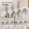 Handun Wall-Mounted No-Drill Mop Holder with Hooks