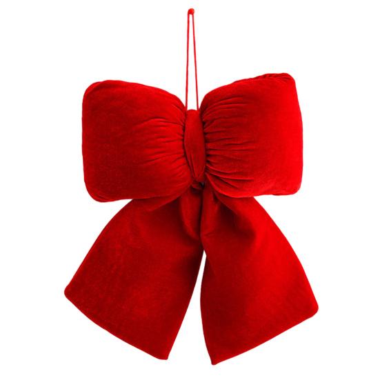 Red Christmas Velvet Bows Vintage Plush Stuffed Christmas Bows Hanging Ornament