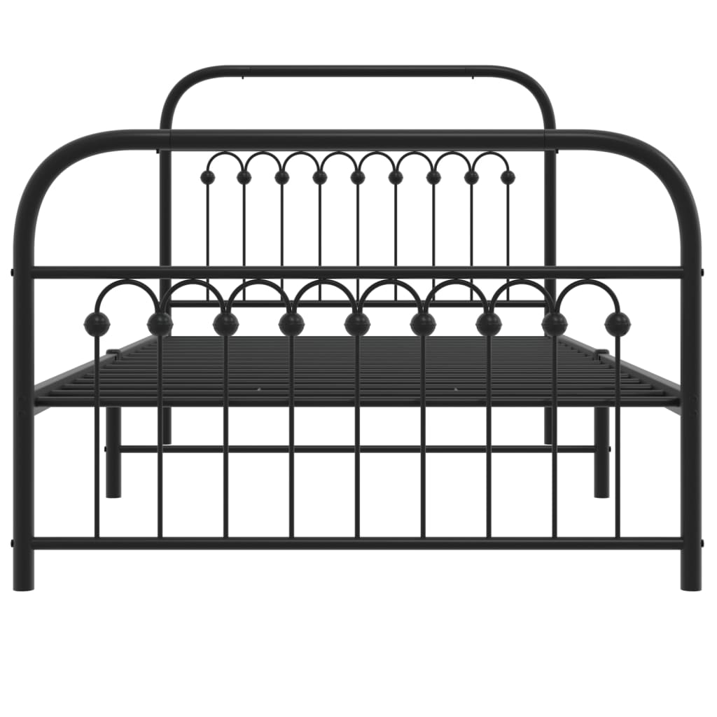 Metal Bed Frame with Headboard and Footboard Black 100 X 190 Cm