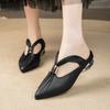 Anti-slip Shoes, Casual Chunky Heel Pointed Toe Half Slippers, Wrap-around Slippers