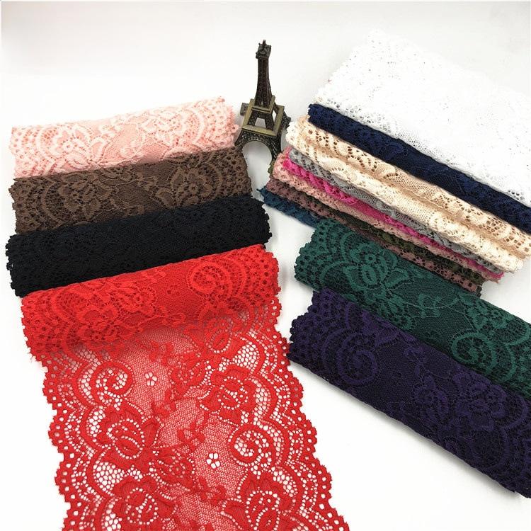 1 Yard Elastic Hollow Flower Embroidery Lace 15 Cm Wide Diy Handicrafts Clothing Sewing Fabric Home Textile Curtain
