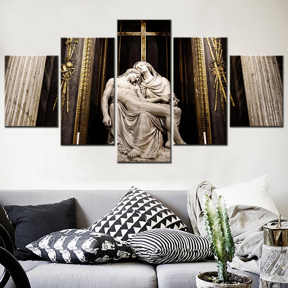 

5 Pieces Canvas Wall Arts Poster Painting Virgin Mary And Jesus Wallpaper Artwork Home Decor Living Room Picture Print 20X35 20X45 20X55CM