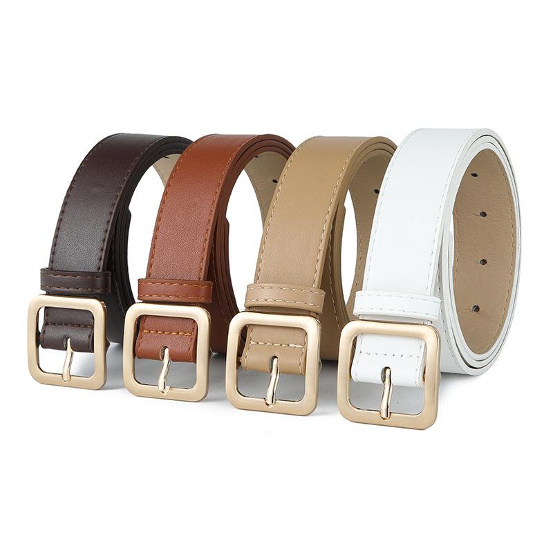 Square Pin Buckle Retro Belt 3.3 Wide Belt Cic Jeans Belt Student Pu Belt