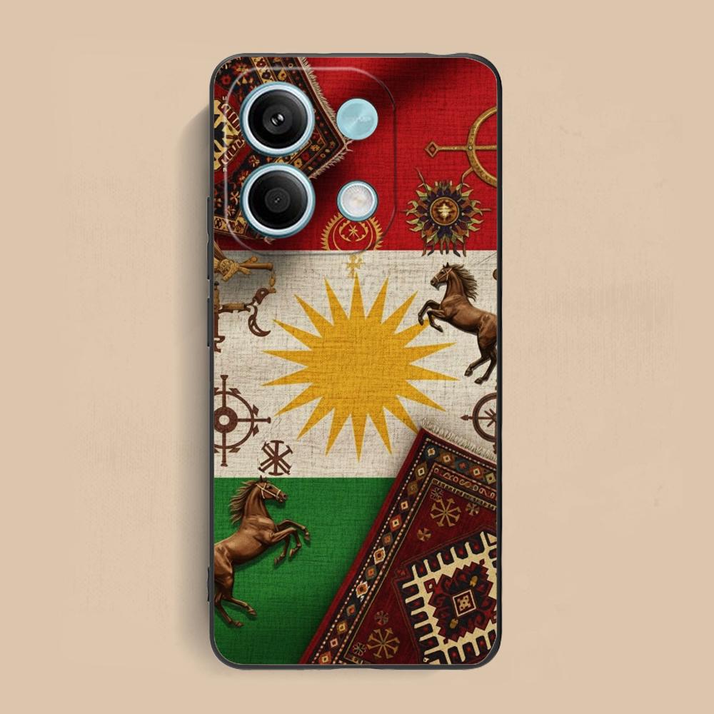 Kurdistan Flag Matte TPU Mobile Phone Case for Xiaomi Redmi 15 14 13 12 A5 3 2 1 C Plus 4G 5G Colorful Printing Cover