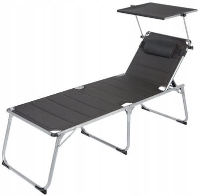 Livarno Home Aluminum Houston Garden Deckchair with Sun Canopy, Gray