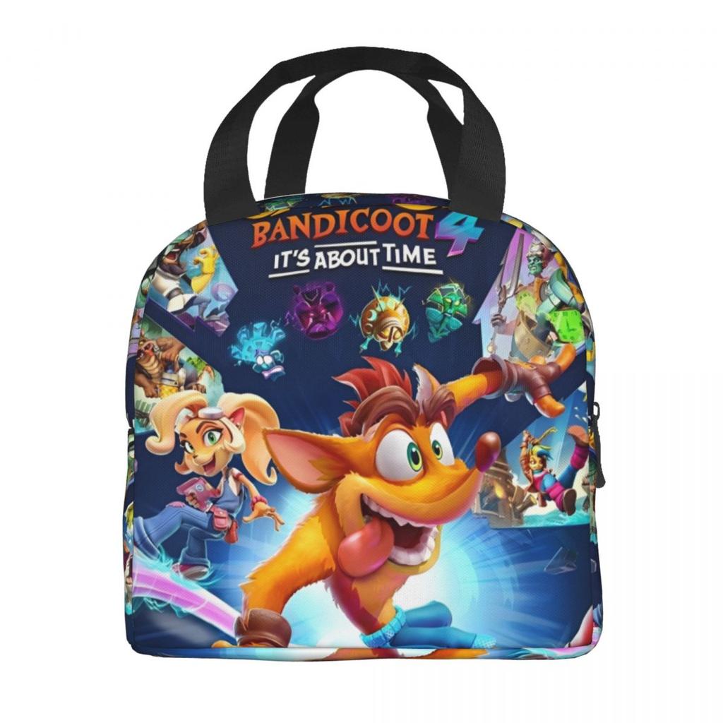 Crashs Bandicoots Cartoon Insulated Lunch Bags Video Game Food Container Portable Thermal Cooler Lunch Boxes For Work
