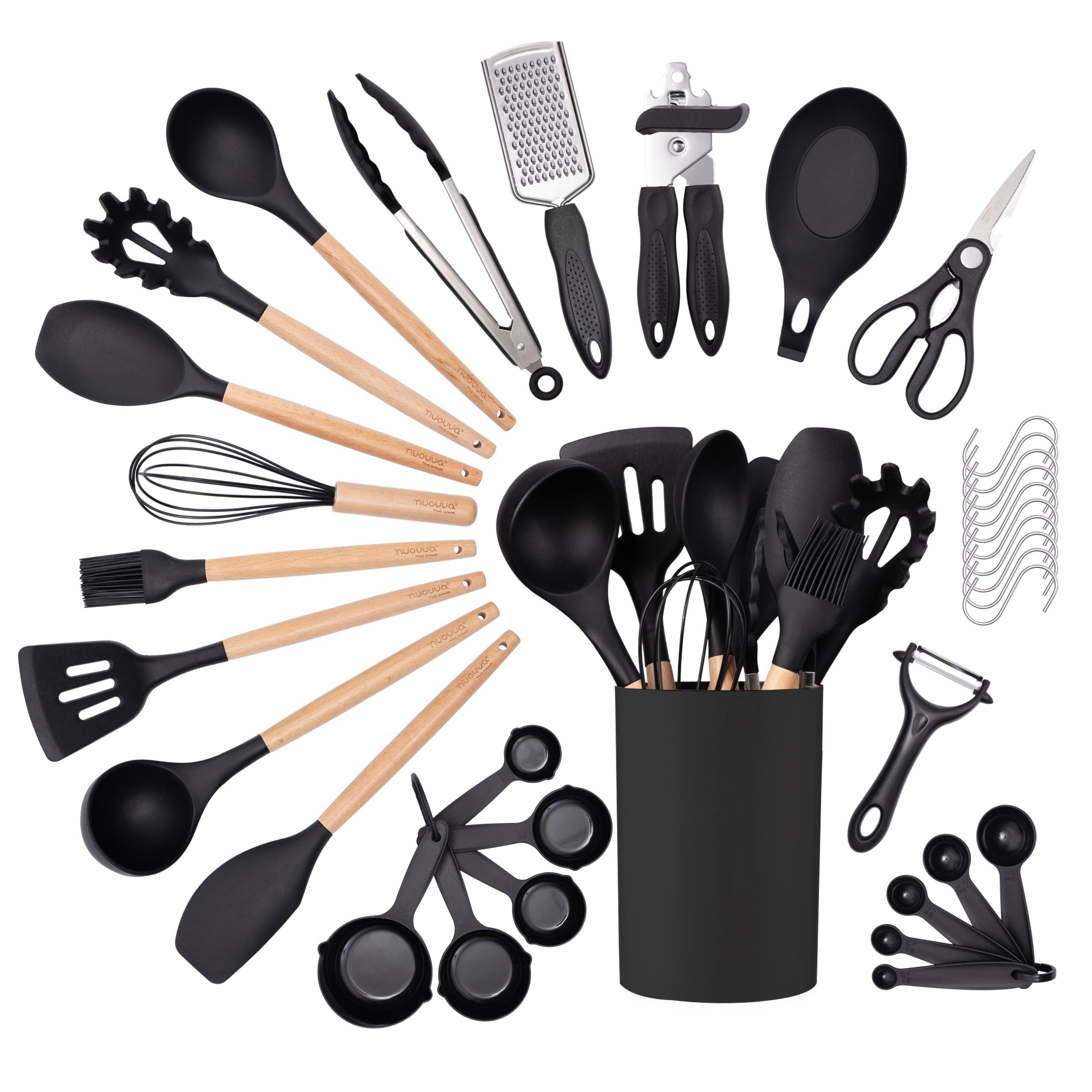 35 Pcs Kitchen Utensil Set Silicone Spatula Set Spatula Spoon Brush Whisk Cooking Tools Kit Non-Stick Spatula Set for Kitchen чёрный
