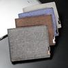 Men's Classic PU Wallet with Photo Frame, Bill Compartment & Card Slots - Short Horizontal Denim Texture