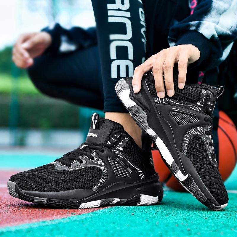 Herren Bequeme Ultraweiche Basketballschuhe und Atmungsaktive Schnür-Sneaker