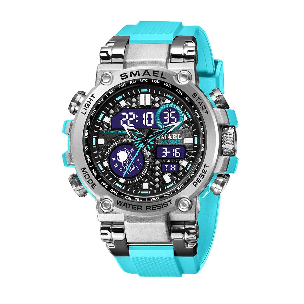 SMAEL 8093 Tactical Digital Large dial Multi functional Alloy Dual Display Waterproof Men's Sports Electronic Watch