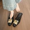 Wei Wei Retro Square Toe Slip-On Women's Sandals with Square Buckle