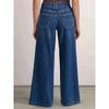 "Women’s Deep Blue Wide Leg Jeans - Stylish Denim Trousers for Comfort and Versatility