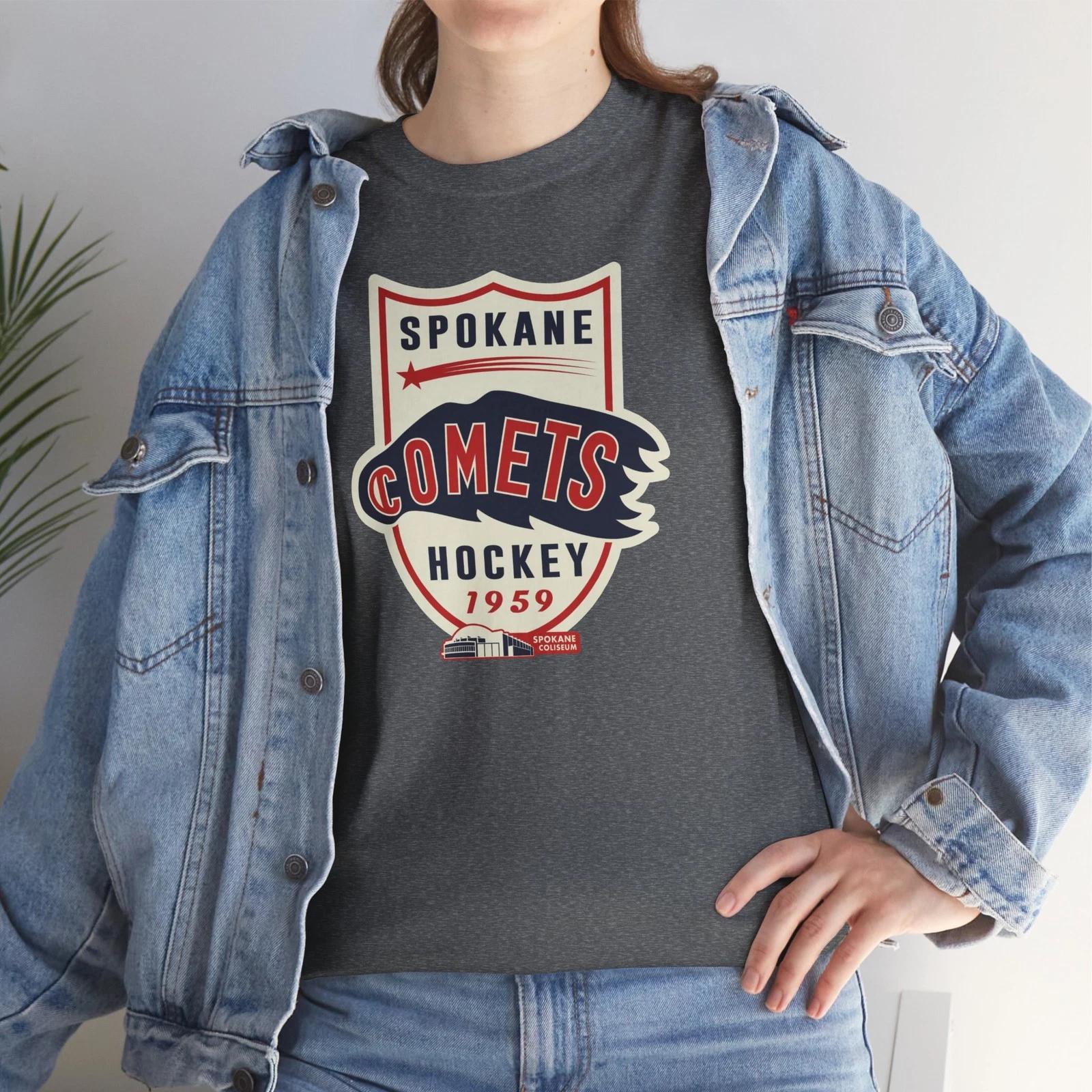 Spokane Comets 1959 Vintage Hockey T-Shirt - Chiefs Spokane Coliseum XL