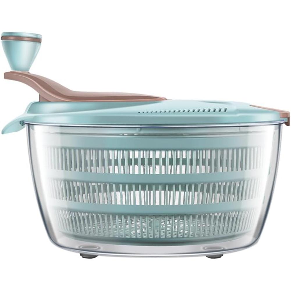 

LMETJMA 4.24 Quart Lettuce Spinner with Double Drainage Holes Kitchen Salad Spinner Manual Salad Dryer Vegetable Washer синій