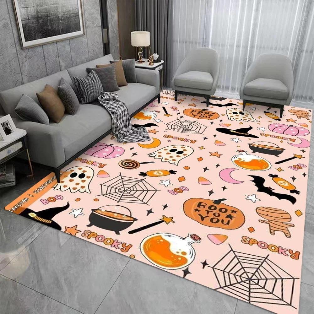 Halloween Pumpkin Horror Night Carpet Suitable for Bedroom Living Room Corridor Carpet Home Decoration Non Slip Floor Mat