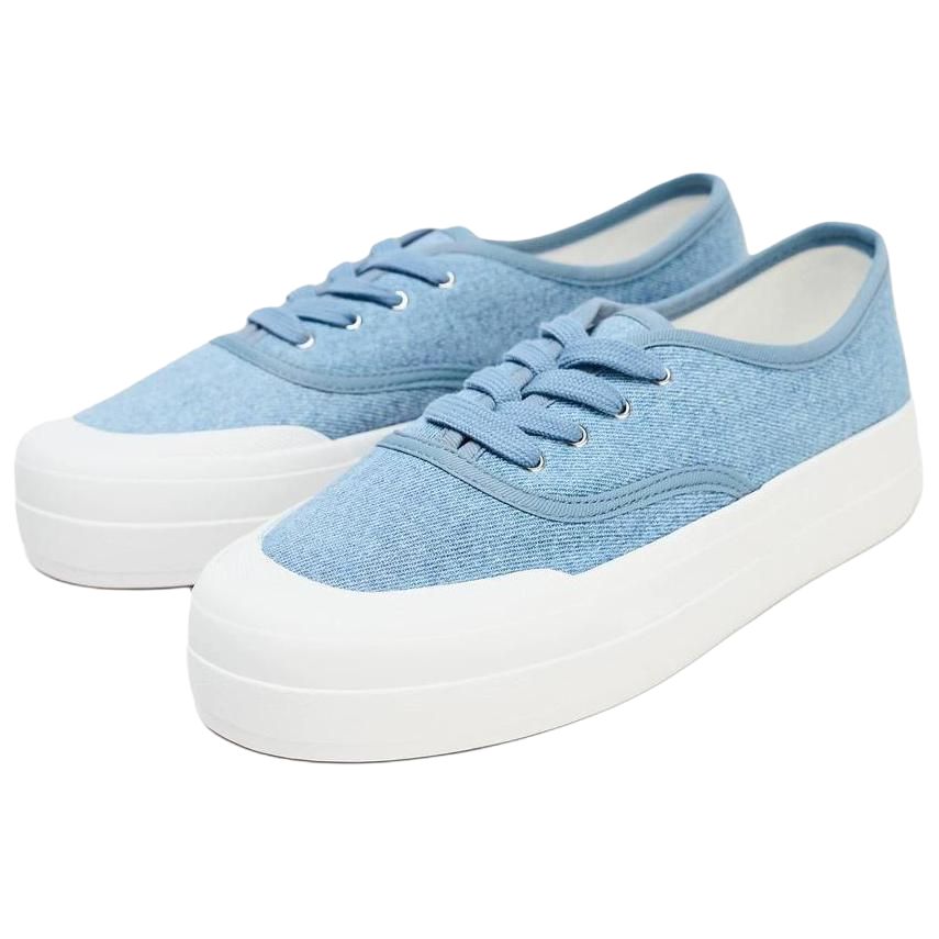 Zara Fashionable Light Color Denim Rubber Sole Casual Sports Low Top Sneakers Women sneakers Blue 5457510017
