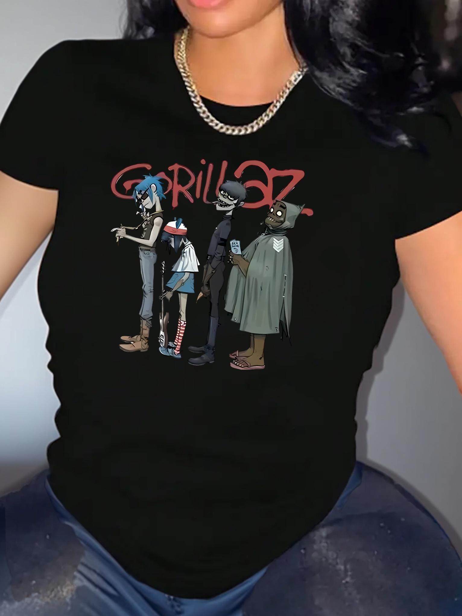 Gorillaz Band Cartoon Print Graphic T-shirt S