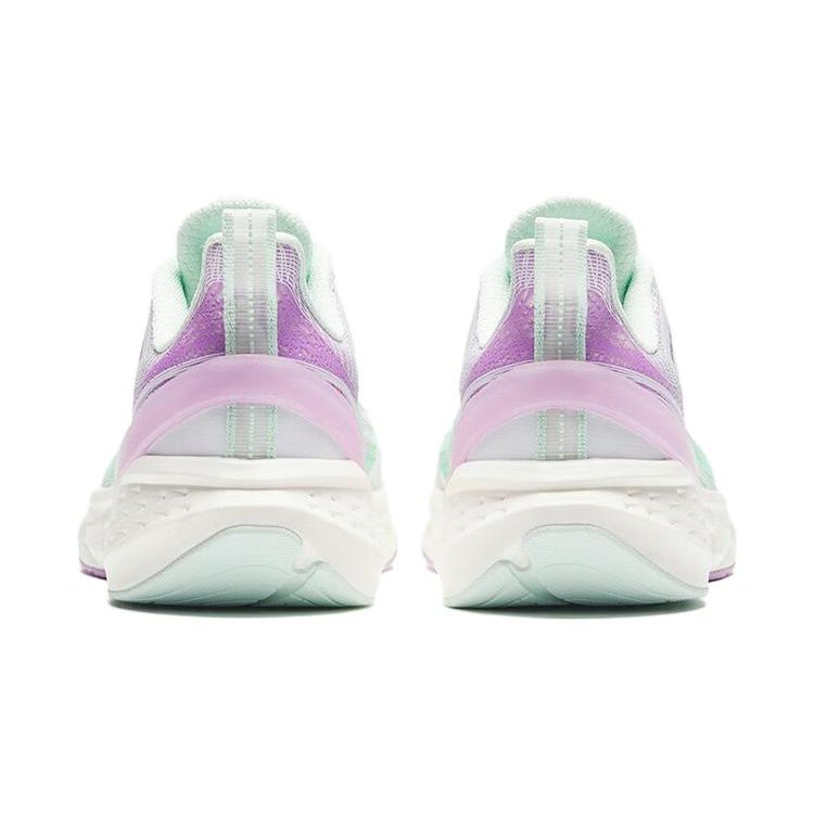 Anta Kids Round Toe Lace-Up Comfortable Shock Absorbing Durable Low-Top Running Shoes Kids Running Shoes White Green Purple T22335597R-2