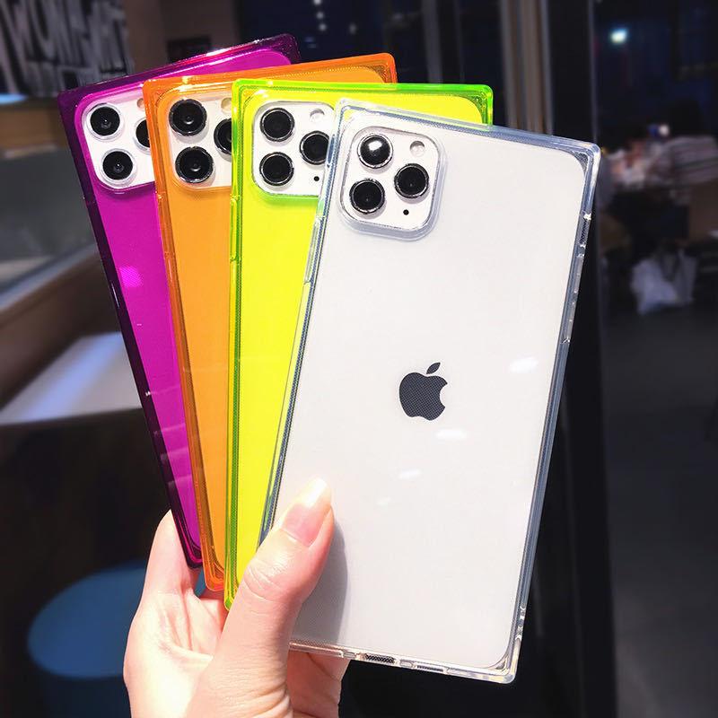 Creative square iPhone17 protective case, fluorescent color TPU Apple XsMax16promax mobile phone case, suitable for 15.