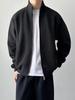 Men's Double Zipper Stand-up Collar Cardigan Hoodie - 2025 Casual Solid Color Outerwear for Spring & Autumn