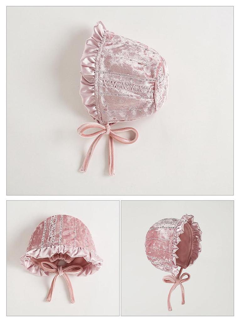 Elegant Silk Velvet Baby Girl Princess Dress & Hat - First Birthday Special