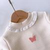 Children's Thicken Long Sleeve T-shirt Round Collar Bowknot Versatile Stylish Top For Autumn And Winter Suitable For Toddler Girls