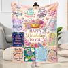 Floral Birthday Celebration Flannel Blanket-Soft and Suitable for Sofas,Beds,Offices,Travel,All Seasons,Great Gift for Holidays and Birthdays.