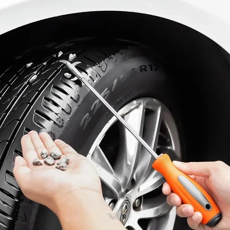 Autoreifen Steinreinigungswerkzeug Abnehmbarer Schraubendreher Autoreifen Steinreinigung Rille Gebrochenentferner Reifenreparaturset Autozubehör